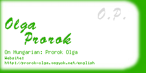 olga prorok business card